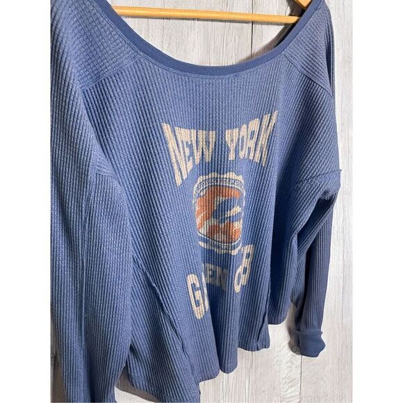 Daily Practice Anthropologie New York Garden Club Blue Waffle V Back L - Picture 5 of 10